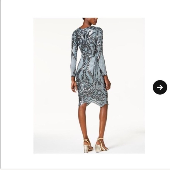 Betsy Adam | Gun Metal Sequined Sheath Dress Sz 2 - Picture 3 of 8